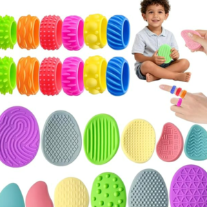18 Stück Fidget Toys für Kinder Erwachsene - 12 Fidget Ring Toys + 6 Sensory Stones